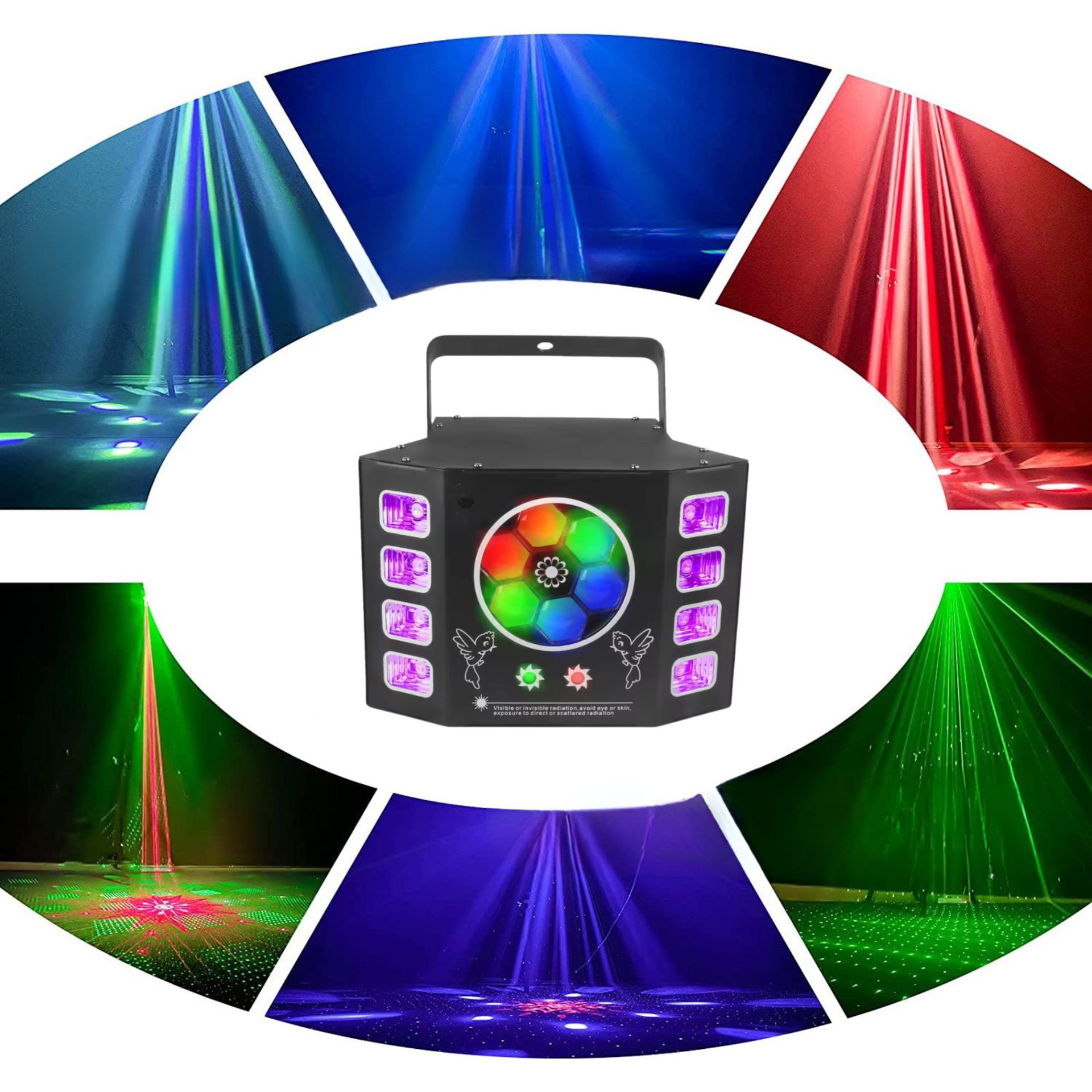 Factory direct sales butterfly lamp dance table lamp four-in-one bee eye laser purple light strobe effect bar stage party butterfly atmosphere lamp Specification drawing