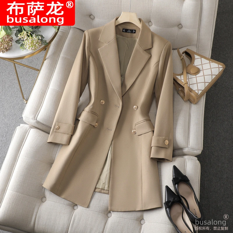 2023 Busaron New Women's Coat Korean Version Of Professional Long Suit Collar Trench Coat Overalls 8620