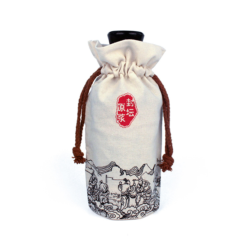 抽绳束口仿麻/酒瓶收纳袋/麻布袋定制细节图