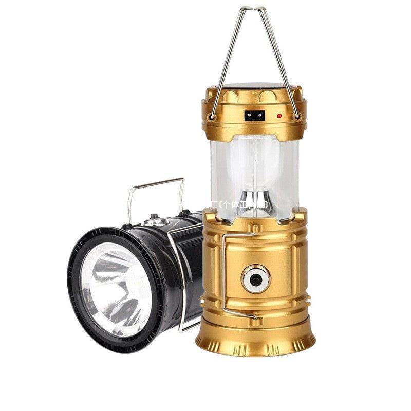 New outdoor camping lamp, solar-charged LED camping tent, multi-functional portable telescopic camp lamp
