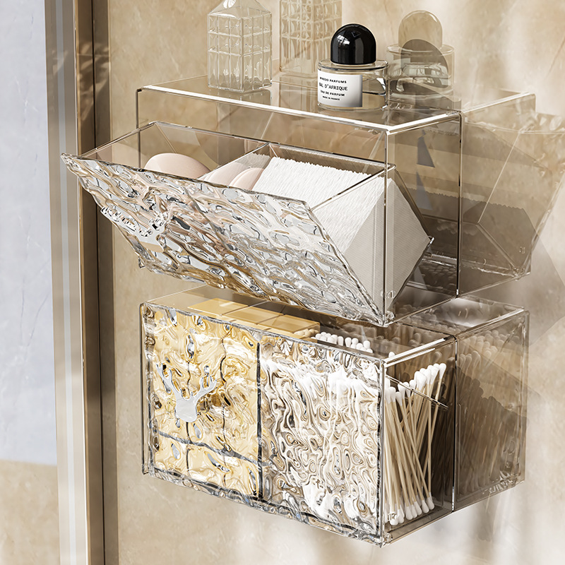 Wall-mounted hair clips, elastic bands, lipstick box, cotton swab box, bathroom, makeup cotton, makeup remover, face towel, storage, bathroom