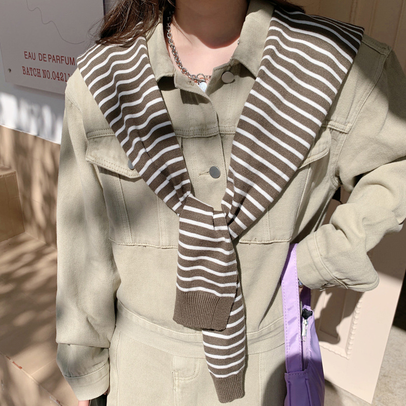 Striped Knitted Shawl Outside The Spring And Autumn Summer Outside The Office Network Red Air-Conditioned Room To Protect The Neck Scarf Shoulder On The Vest Specification drawing