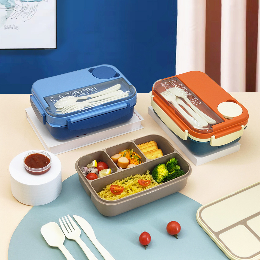 Plastic Lunch Box Students Portable Compartments Single-Layer Bento Box Office Workers Can Microwave Lunch Box Cross-Border Amazon