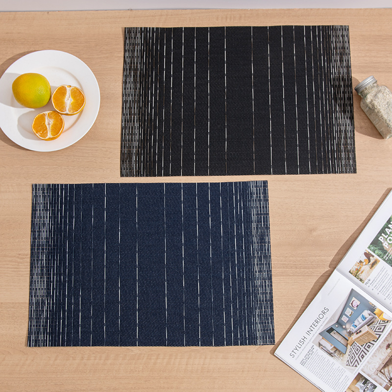 Woven Heat Insulation Mat, Simple Teslin Hotel Western Dining Mat, Home Pvc Striped Square Anti-Scald Mat details Picture