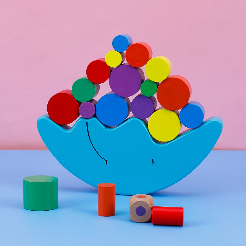 Early education Moon Balance building blocks, children's educational stacking and stacking toys, wooden kindergarten hand-eye coordination games
