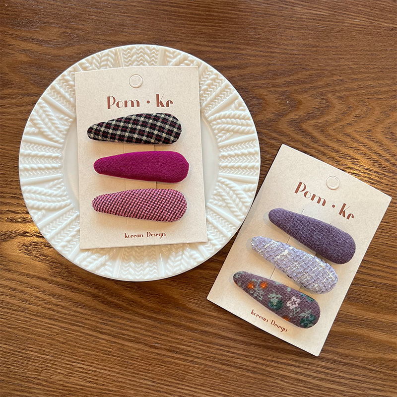 New Korean-style floral fabric bb clips for children, versatile tweed handcrafted bangs clips for girls, broken hair clips, hair accessories and hairpins pic 6