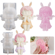 Crystal drop glue Angel wings Girl drop glue mold diy scented candle decoration silicone mold