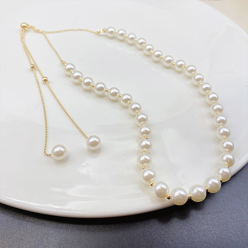 欧比新款加工定制时尚高级珍珠项链小众设计长款流苏可调节锁骨链详情图2
