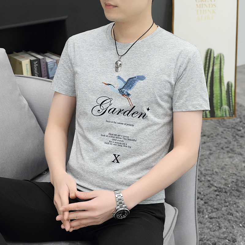 The 2025 new summer short-sleeved T-shirt men's fashion trend brand offers a cool half-sleeved round-neck base layer for men Specification image