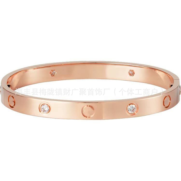 Kajia screw style four-diamond, ten-diamond, full-diamond bracelets for women, couple bracelets, wide V-gold, non-fading, factory wholesale Item Picture
