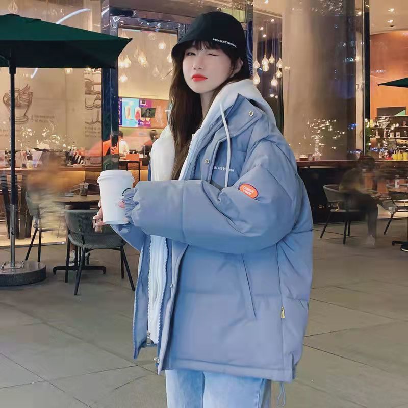 Down cotton-padded jacket for autumn and winter 2023, new style of Zhongda Tong for junior high school and senior high school students, short and fake two-piece cotton-padded jacket