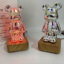 3D 3D fireworks Bear lamp USB plug glass RGB small night light decoration decorative light atmosphere light Bear light