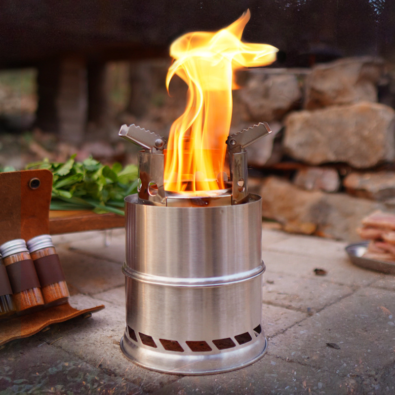 户外折叠柴火炉不锈钢便携野营炉具炉头野餐木柴气化大炉
