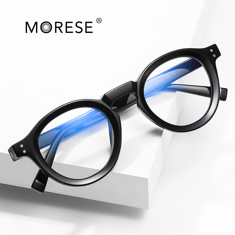 冷茶复古眼镜厚实插芯CP仿板材眼镜框装饰经典平光镜韩版黑框2090图