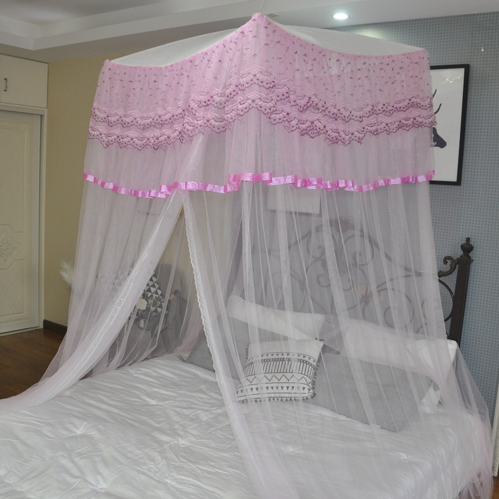 Manufacturers Hanging Dome Mosquito Net Square With Bracket Princess Wind Adult Foreign Trade Square Top Big Mosquito Net 14 Application Scenario