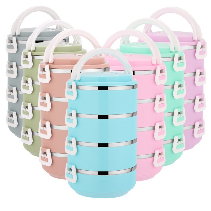 Stainless steel insulated lunch box, student lunch box, multi-layer compartments lunch box, large-capacity fresh-keeping box, sealed box Item Picture