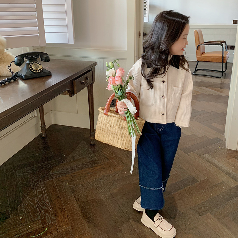Deer Little Deer Girls' Coat 2022 Autumn New Children's Wear Korean-style chanel-style coat, a sweet and trendy top for girls