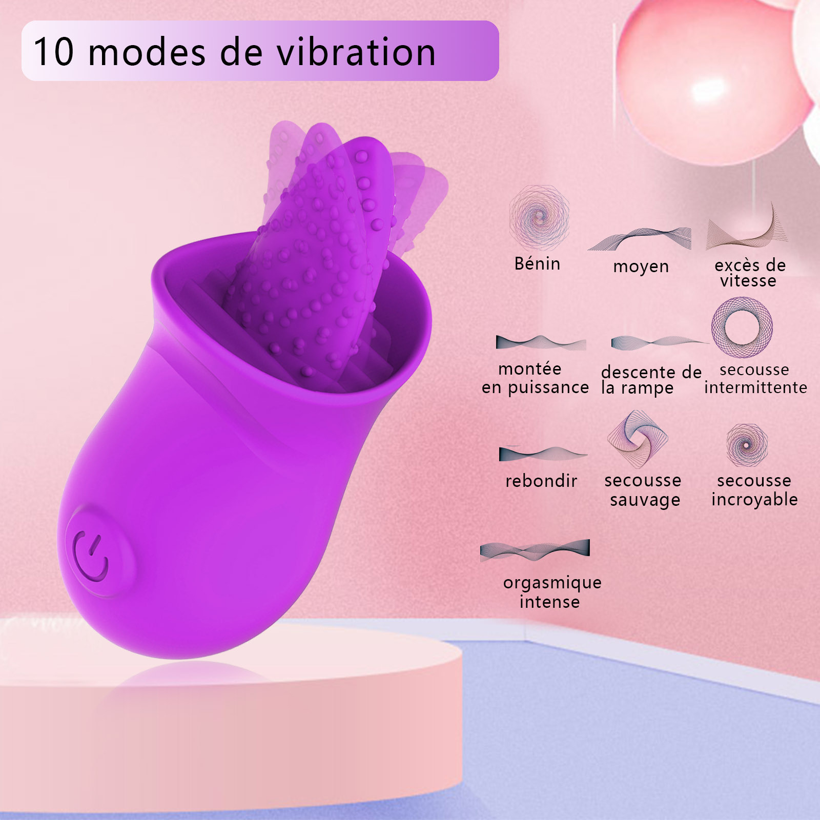 Tongue Lick 1st Generation 10-frequency adjustable USB charging vibration adult sex toy direct delivery portable silent details Picture