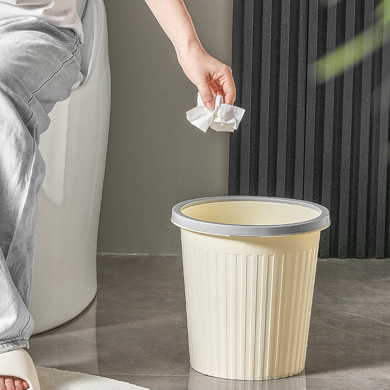 家用塑料压圈垃圾篓客厅厨房浴室大容量无盖大口径加厚垃圾桶批发图