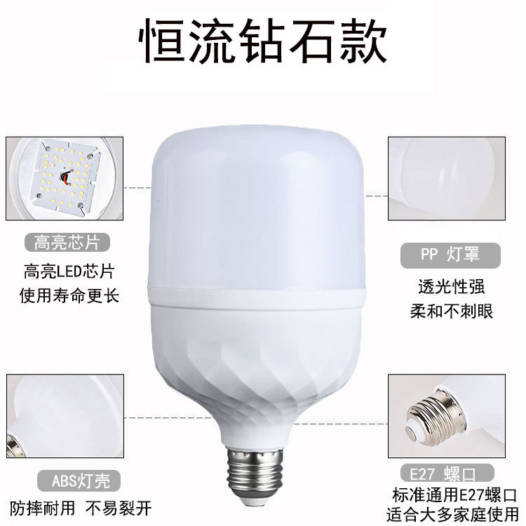 Manufacturers Wholesale Led Energy-Saving Light Bulbs E27 Gaofu Shuai Bulb High-Power Stall Lights Household Super Bright Plastic Lights Specification drawing