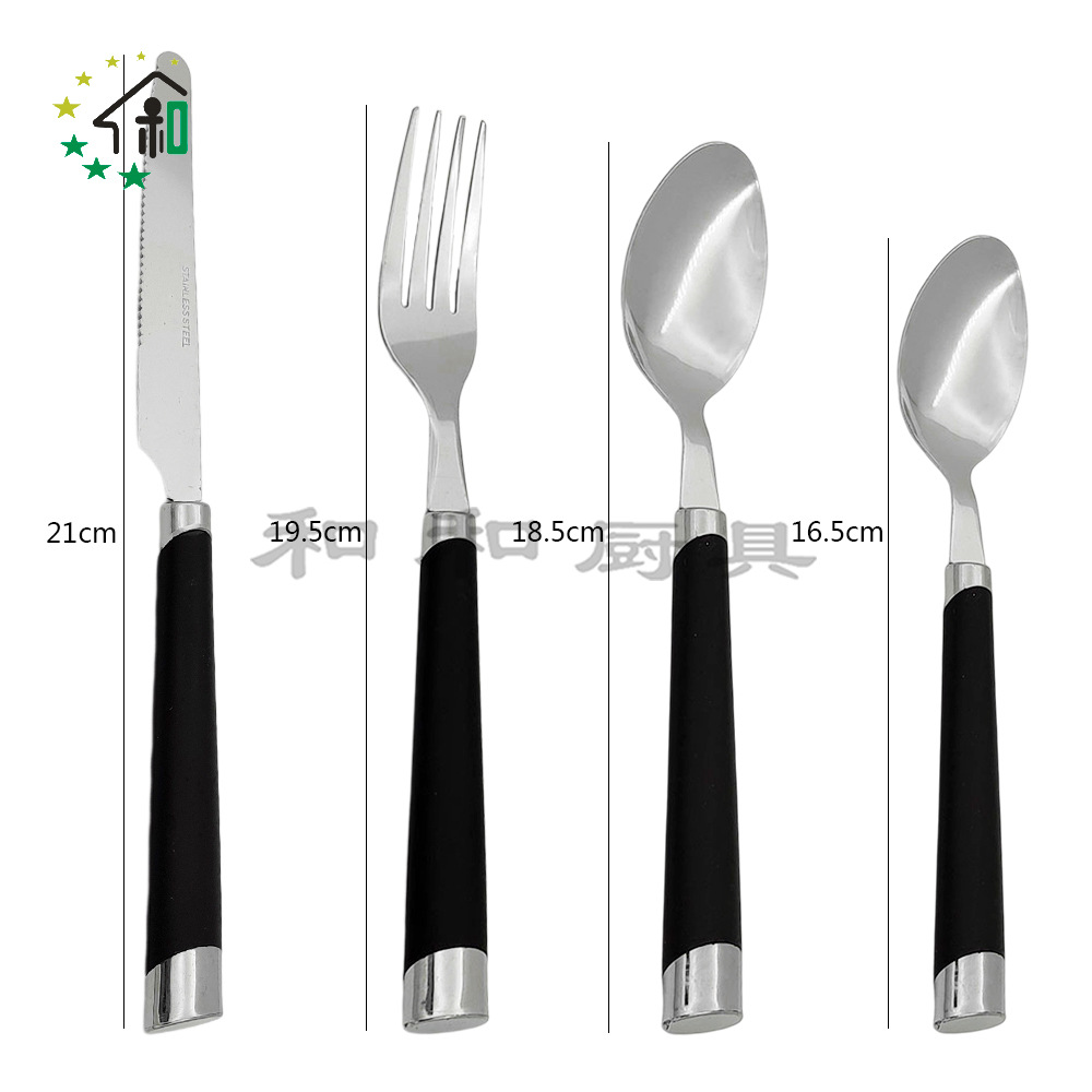 Colorful Handle Stainless Steel Knife, Fork And Spoon 24-Piece Steak Western Knife Dessert Spoon Set Cutlery Specification drawing