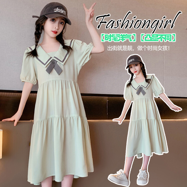 The new windblown fabric dress for the 2024 summer Academy of Girls is a stylish and cute princess dress for children and a long dress for girls details Picture