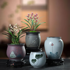 复古陶瓷花盆一件代发紫檀赤楠绿植老桩室内景观花卉盆景陶罐批发