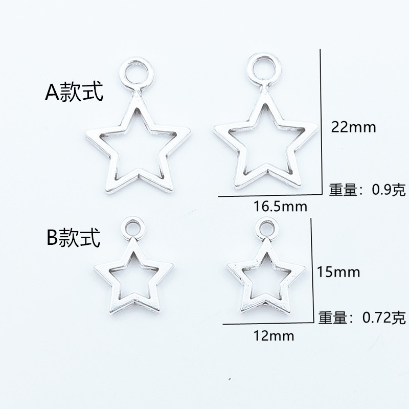 New trendy retro silver hollowed-out five-pointed star pendant diy alloy jewelry accessory Application Scenario
