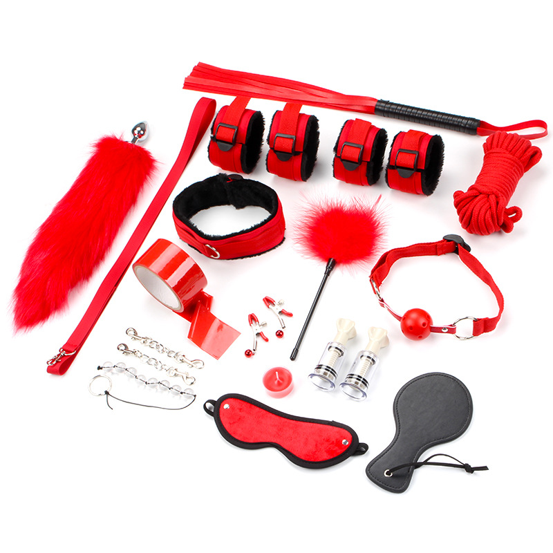 Sex toys webbing plush red 15-piece sex toys male alternative toy bondage set sex underwear sex toys full figure