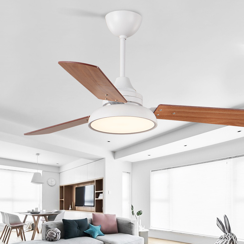 Nordic Industrial Fan Light Simple Restaurant Macaron Ceiling Fan Light Office Commercial Space Bedroom Electric Fan Light details Picture