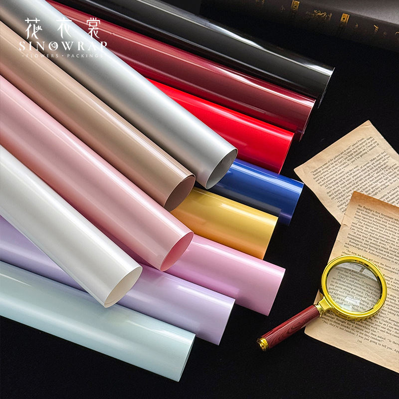 花衣裳微醺二代加厚防水鲜花包装纸亮面单色花艺包装材料现货批发产品图