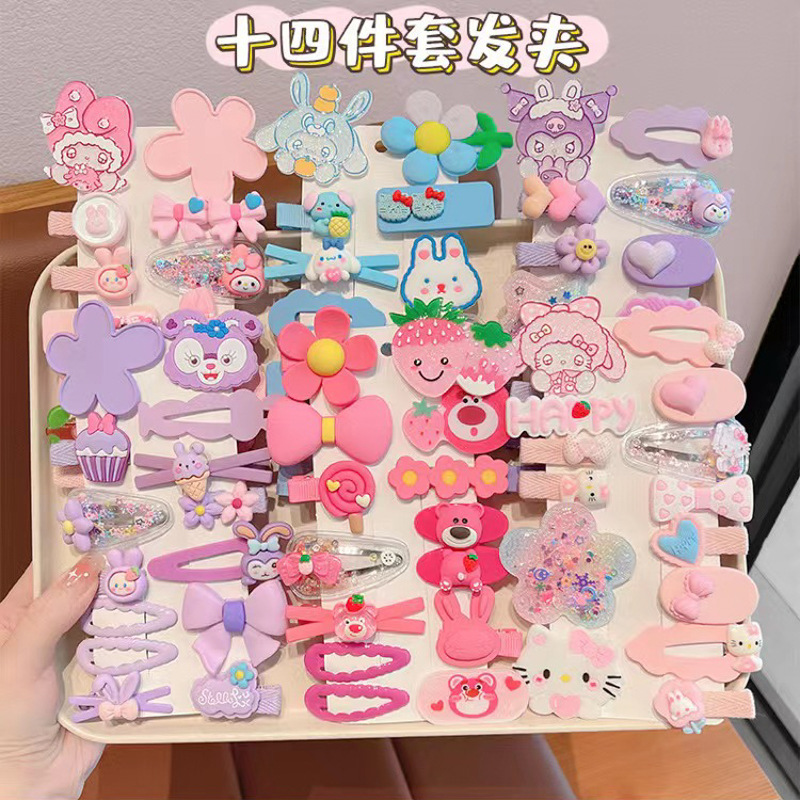 New Children's Hair Clip Wholesale Candy Color Hair Clip Side Clip Broken Hair Clip Set Specification drawing
