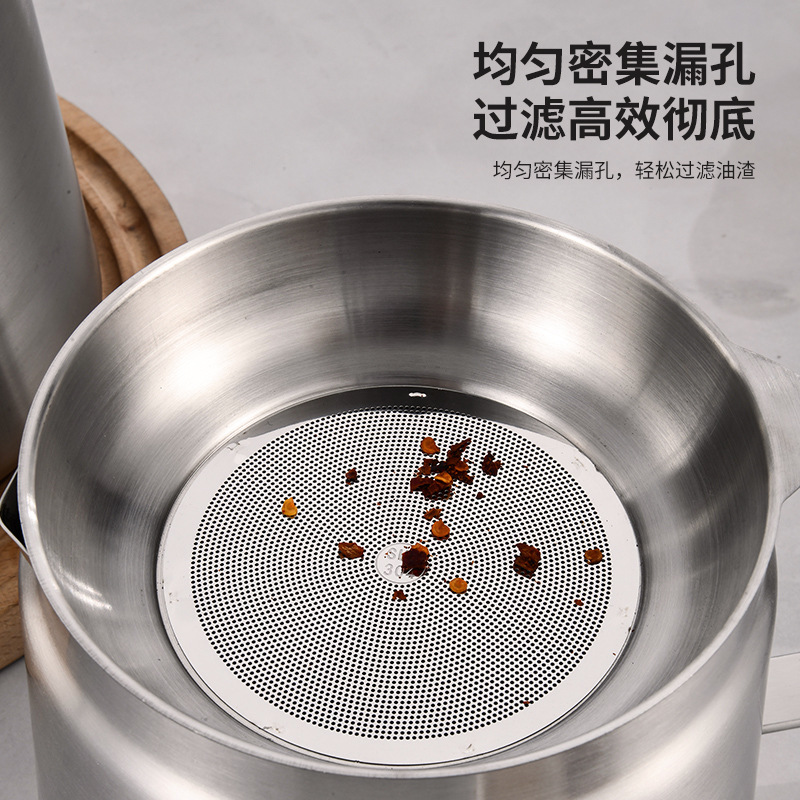 304 thickened stainless steel oil filter pot, kitchen deep fryer, household filter pot, oil storage tank, oil residue separation tank, lard tank Specification image