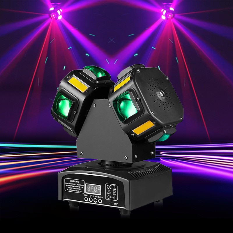 The manufacturer's best-selling style: double-headed small gecko fire wheel stage light, KTV, bar, nightclub, small disco atmosphere setting, adjustable laser light, stepless rotating shaking head stroboscopic laser beam light Specification drawing