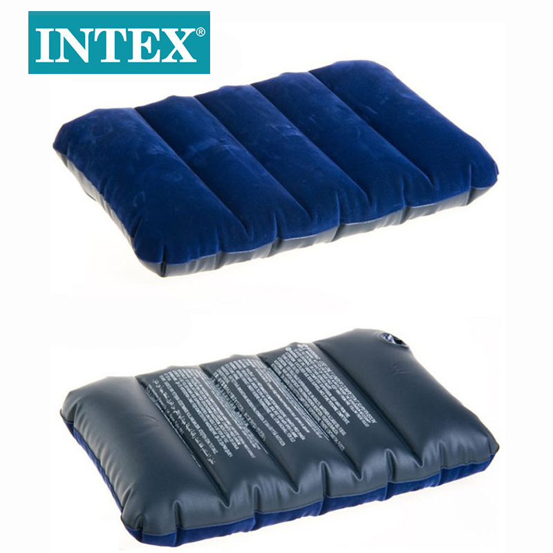 INTEX68672 blue plush pillow, portable outdoor camping inflatable pillow wholesale pic 1