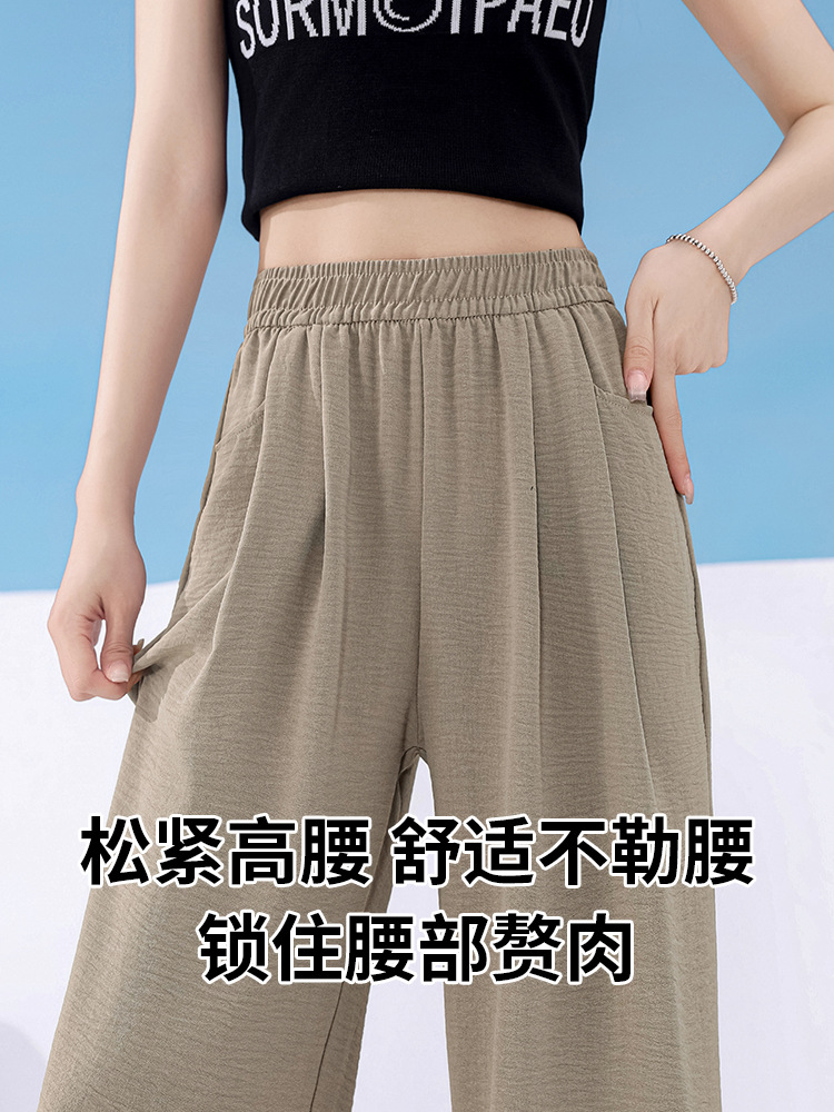 Ice Silk Wide-Leg Pants Women 2024 Spring New High-Waisted Casual Summer Thin Pants Women Spring High-Grade Sense Of Yamamoto Pants details Picture