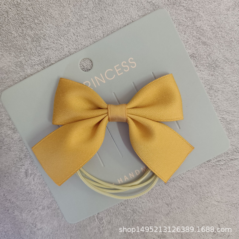 Korean Original Sweet Girl Students Solid Color Bow Headstring High Elastic Multi-Strand Leather Band Hair Rope Headstring Accessories