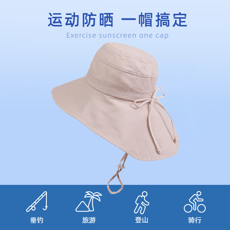 Summer outdoor sun protection water protection women's hat Sun hat UV protection fisherman's hat shawl cloth hat Amazon