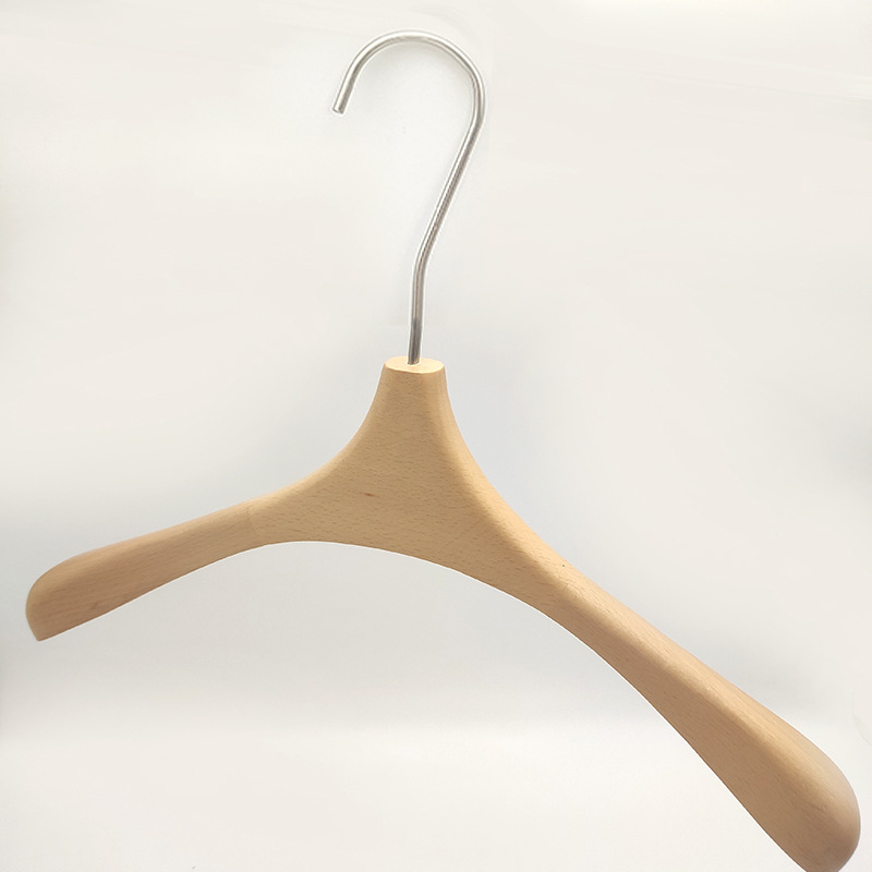Women's clothing store with beech wood hangers, square and round head hangers, simple design, home hangers, straight edge round stick pants racks details Picture