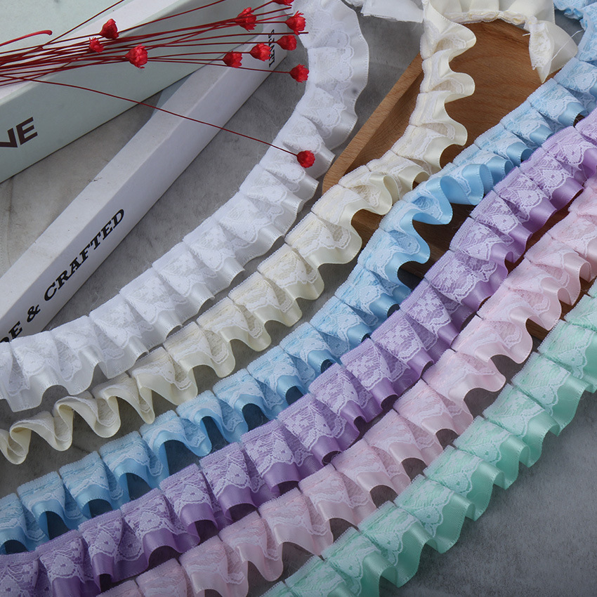 2.5cm polyester lace double-layer pleated toys, accessories, clothing craftsmanship, shoes, hats and accessories, discounted lace details Picture