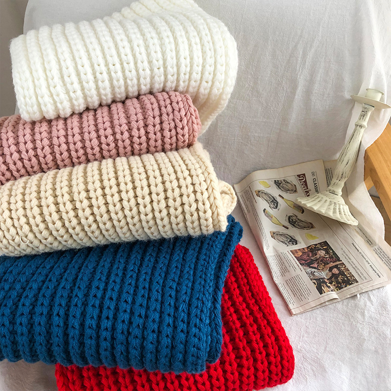 Scarf Female Autumn And Winter Korean Version Of All Students Winter Knitted Wool Solid Color Little Ladies Thick Warm Bib Male Application Scenario