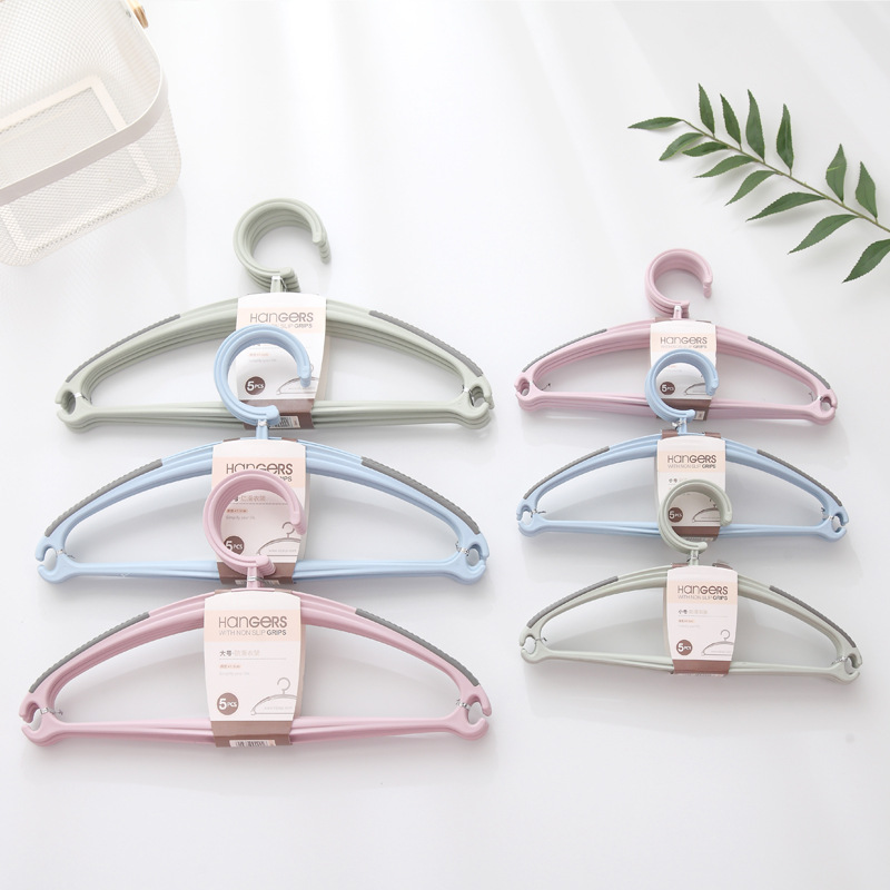 5 non-trace hangers plastic thickened wide shoulder clothes hanging clothes hanging adult household clothes to support children drying hangers Specification drawing