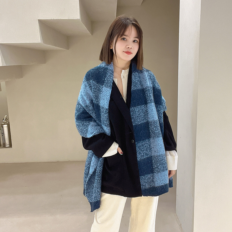 Factory Wholesale Autumn And Winter New Bobo1972 Korean Ins Wind Soft And Comfortable All Matching Color Plaid Scarf Application Scenario