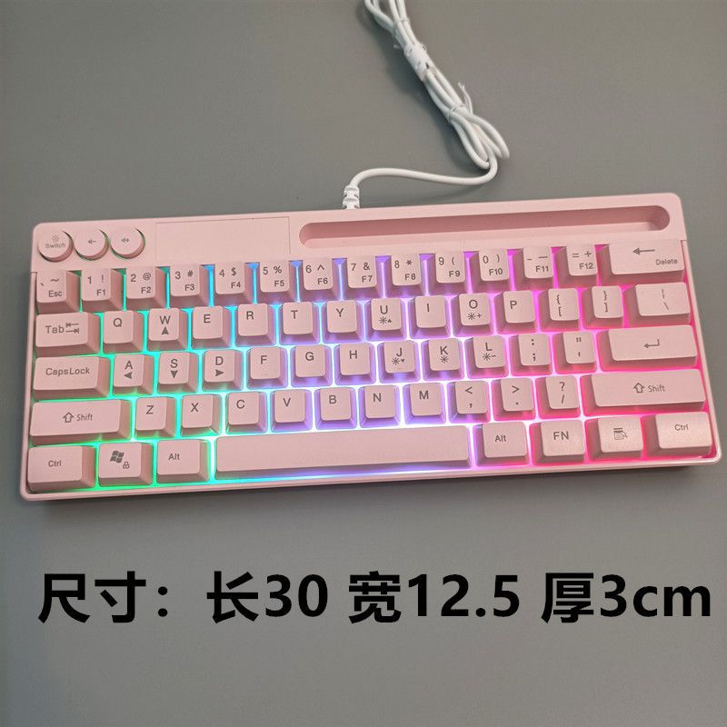 Small keyboard short mini usb mechanical feel notebook external computer pink cute small call Korean family full figure