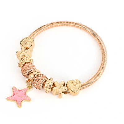 Bin Li Bl002 Cross-Border European And American Fashion Starfish Pendant Spring Bracelet Female Love Diamond Drop Oil Love Bracelet