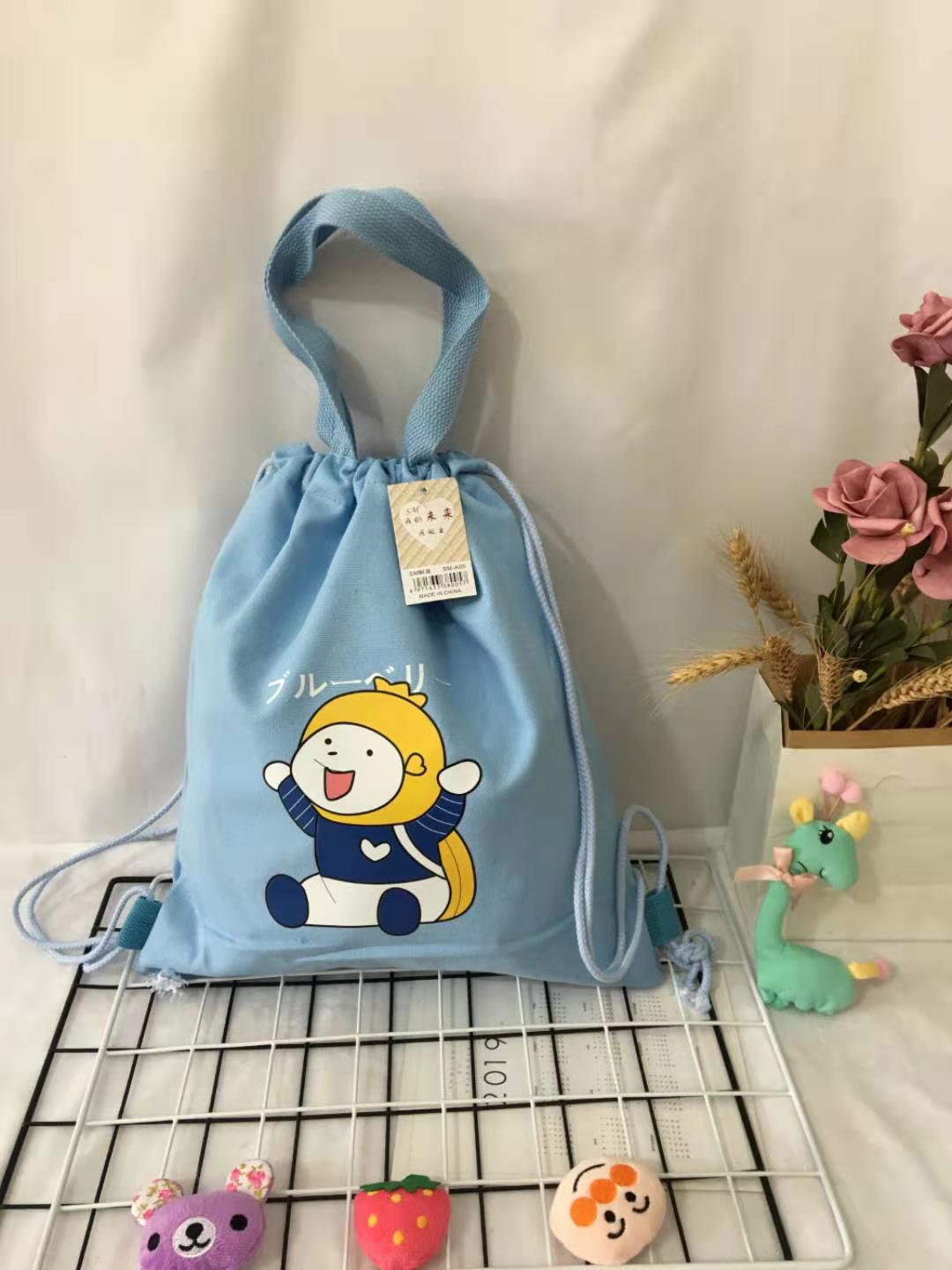 Student book bag, tutorial bag, art bag, casual shoulder bag, A05 canvas dual-purpose backpack, drawstring pocket for storage Specification image