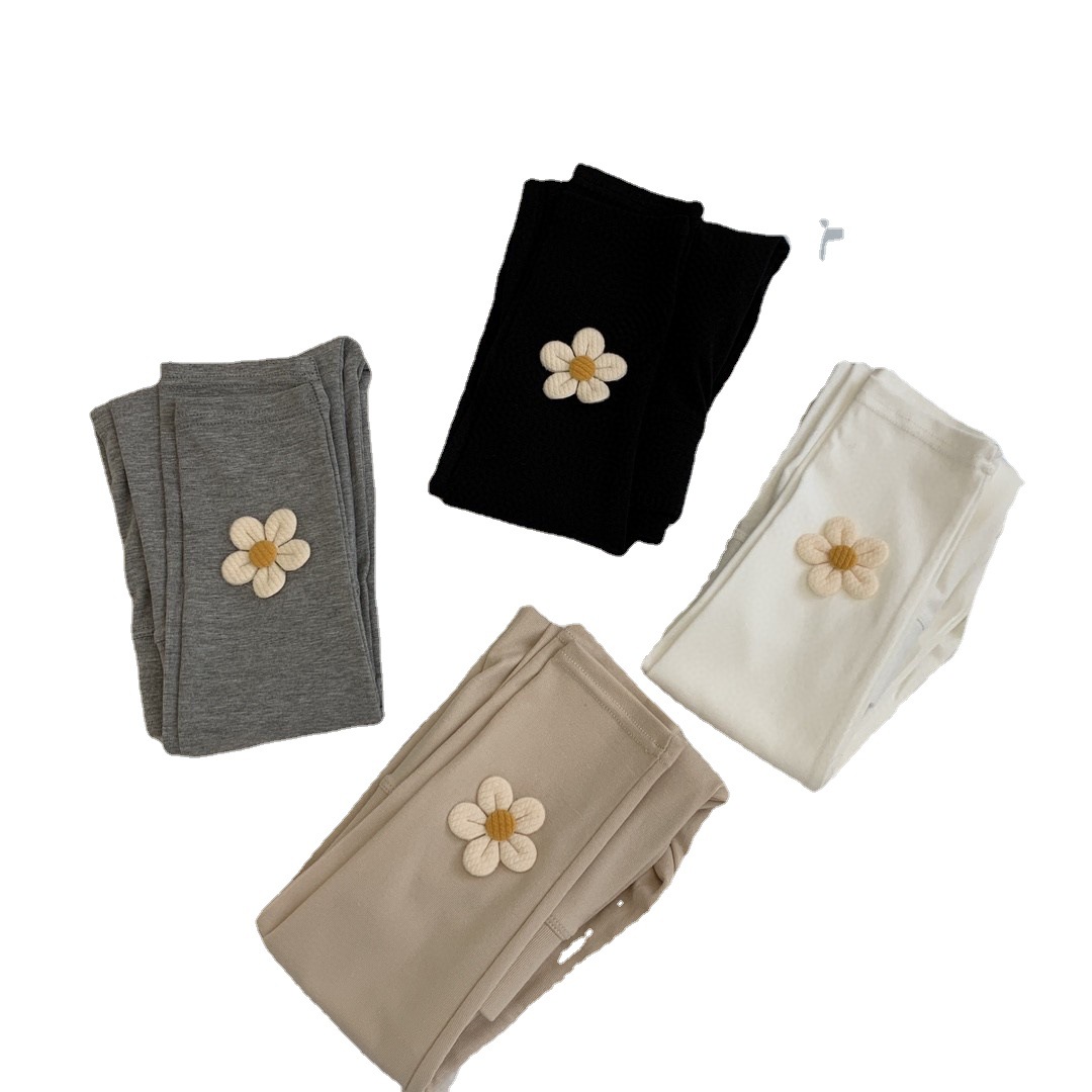 Autumn and winter Korean-style children's leggings, sunflower cotton girls' leggings, high-waisted slim-fit pants Item Picture