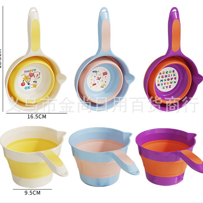 Baby bathtub, household baby set, folding water spoon, folding bucket. Newborn babies can sit and lean against the bathtub Application Scenario