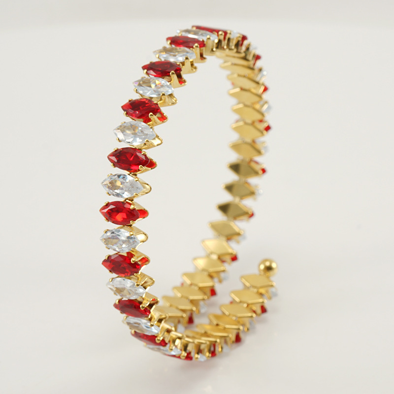 Popular copper bracelets in Europe and America, zircon bracelets, simple elastic steel wire diamond-encrusted bracelets, factory wholesale details Picture