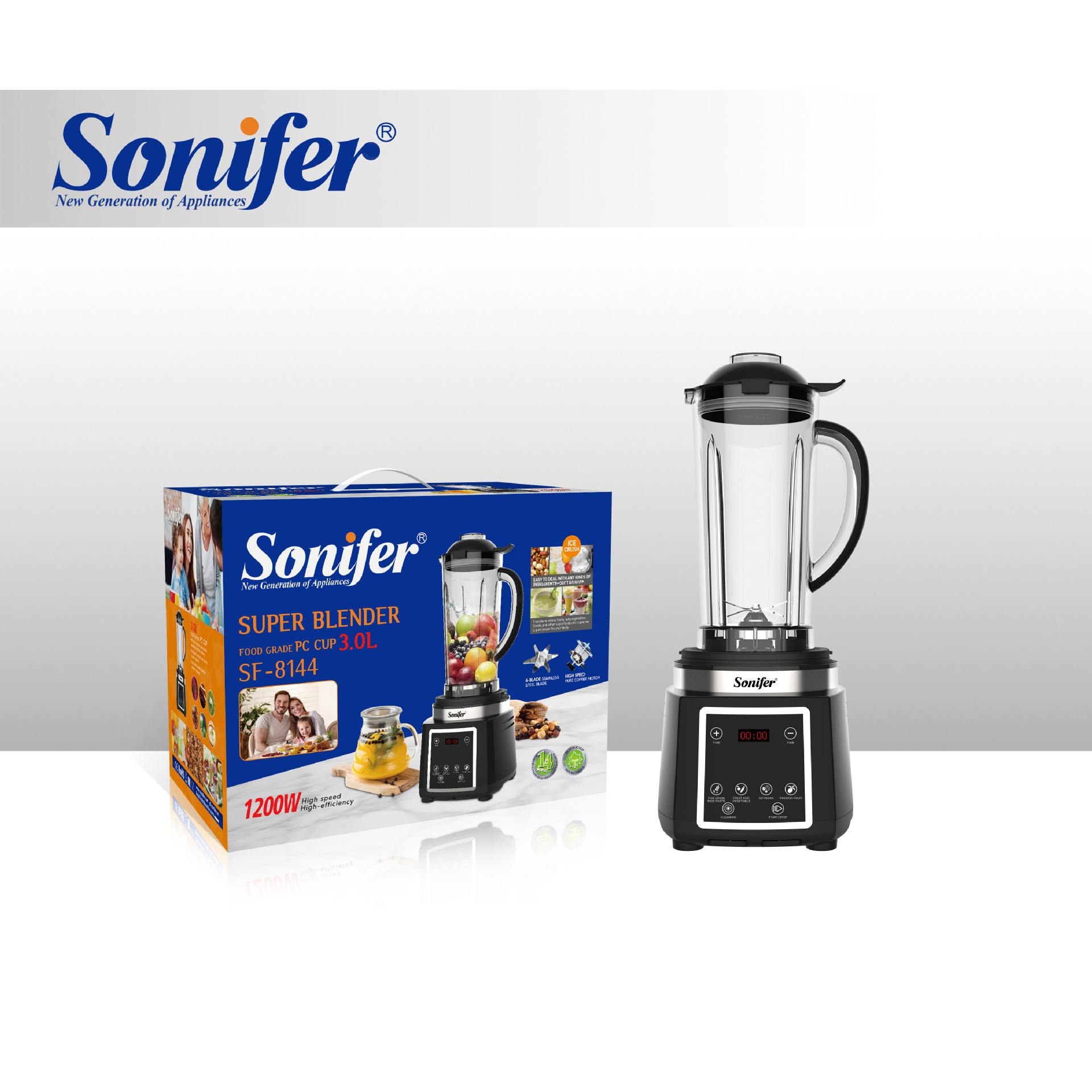 Sonifer3L跨境家用高速搅拌机恒温控制SuperBlenderSF-8144